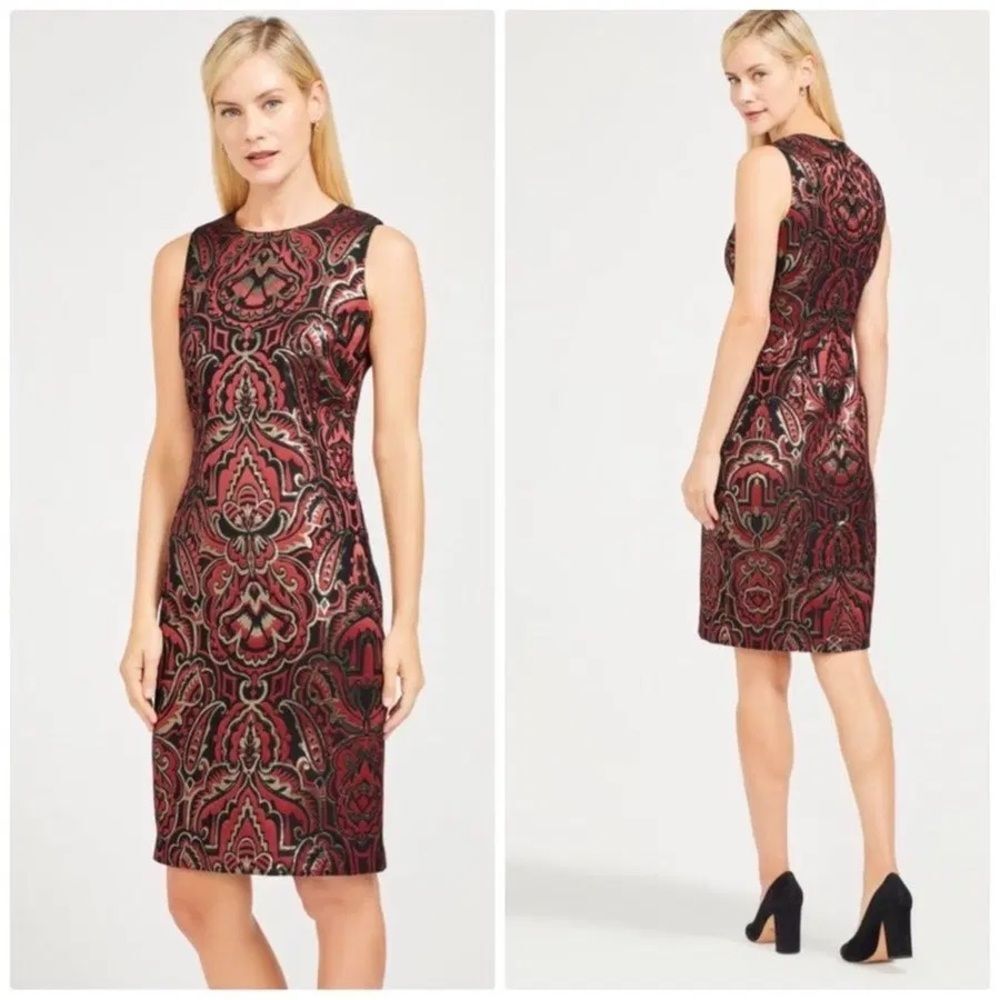 NWT J. MaLaughlin Belinda Westlake Paisley Jacquard Sheath Dress Size 14
